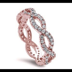 Rose Gold Plated Cz Eternity Infinity Ring